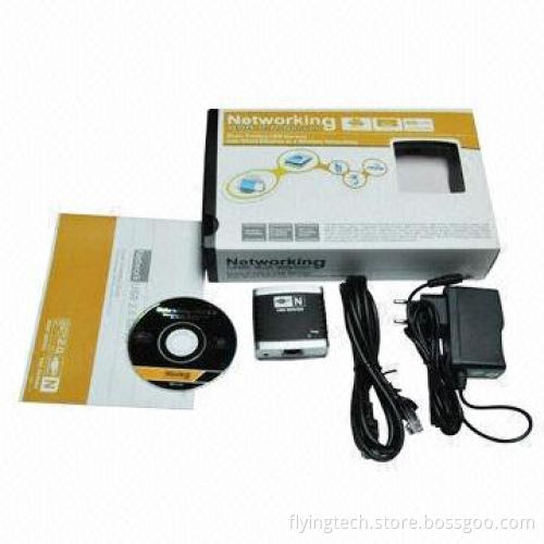 USB 2.0 printer/network server, allows any networked computer to share a USB printer